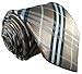 Secdtie Men's Brown Black White Checks Jacquard Woven Silk Tie Formal Necktie