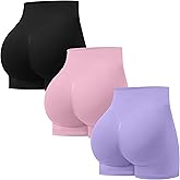 OVESPORT 3 Pack Seamless Women Workout Shorts Scrunch Butt Lifting Gym Booty Biker Shorts
