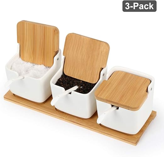 Amazon Com Porcelain Condiment Container Ceramic Spice Sugar Jars