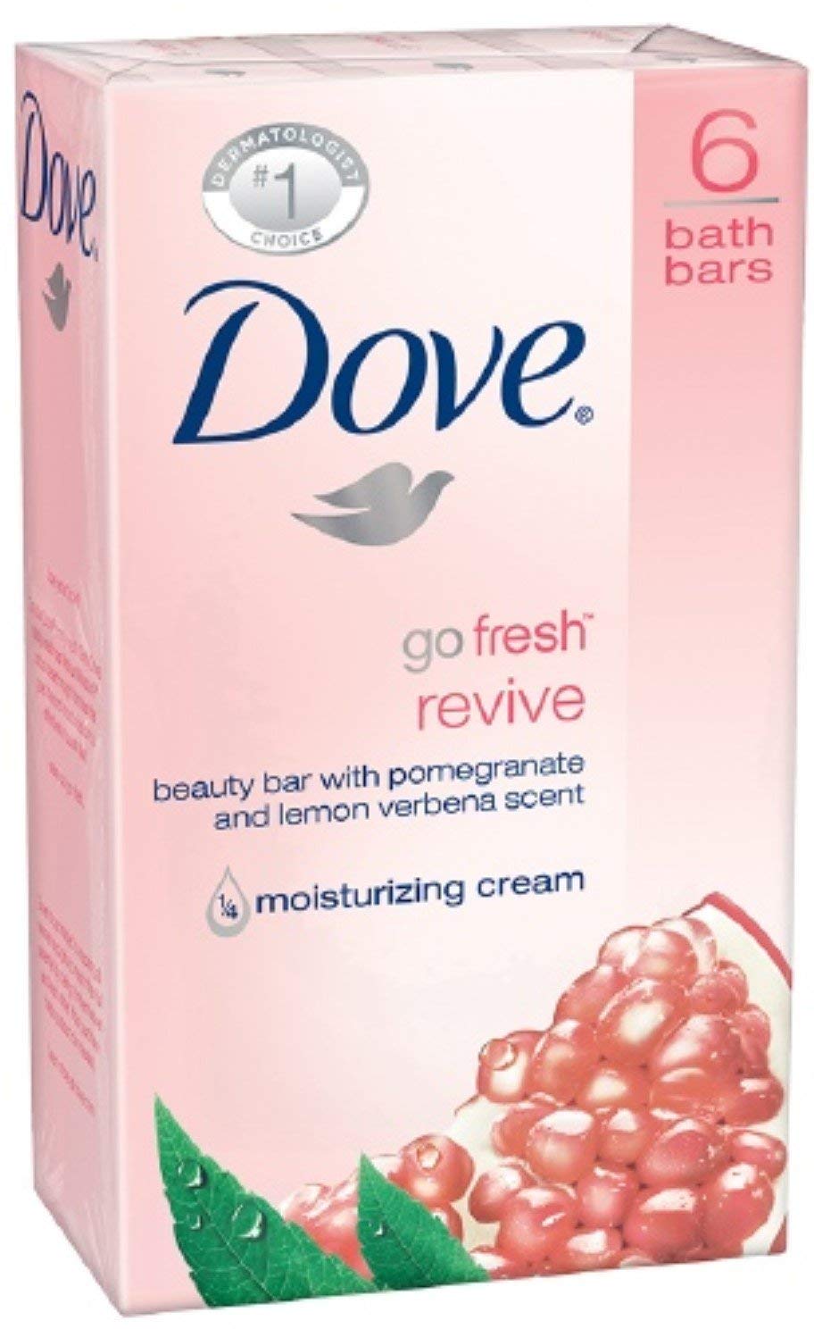 Dove Go Fresh Revive Beauty Bars, Pomegranate & Lemon Verbena, 4 oz bars, 6 ea (3 Pack)