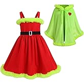AWIBMK Christmas Halloween Cosplay Women Mrs Santa Claus Costume Dresses Girl Plaid Dress With Cape Cloak