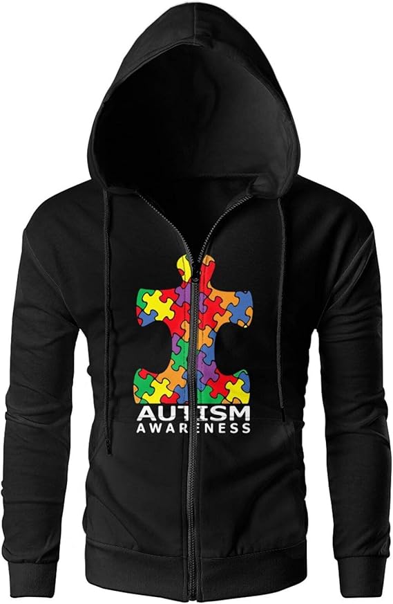 Autism Awareness Puzzle Piece Mens Stylish Zip Up Hoodie