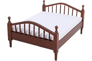 Alomejor Dollhouse Furniture, Dollhouse Miniature Bed, 1:12 Scale Vintage Wooden Bed 6.3in Doll Furniture for Collectors and 