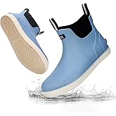 RIUETAR Men's Deck Boots Waterproof Fishing Rain Boots, Anti-Slip Rubber Boots Ankle Booties, High-Performance Footwear Chelsea Boots for Gardening Boating Camping Sailing