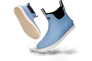 RIUETAR Men's Deck Boots Waterproof Fishing Rain Boots, Anti-Slip Rubber Boots Ankle Booties, High-Performance Footwear Chelsea Boots for Gardening Boating Camping Sailing