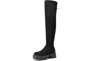 DREAM PAIRS Women's Platform Over The Knee Boots Lug Sole Round Toe Thigh High Long Chunky Block Heels Fall Boots