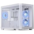 darkFlash Micro-ATX Gaming PC Case, MATX PC Case with 3 x 120mm ARGB Fans, Panoramic View Dual Tempered Curve Glass Computer Case, USB 3.0 Port, Supports Dual 360mm AIO, White(DPW90M)