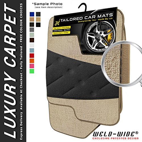 Luxury Car Mats - Beige Carpet - Beige Trim - Black Welded Heel Pad (1563)