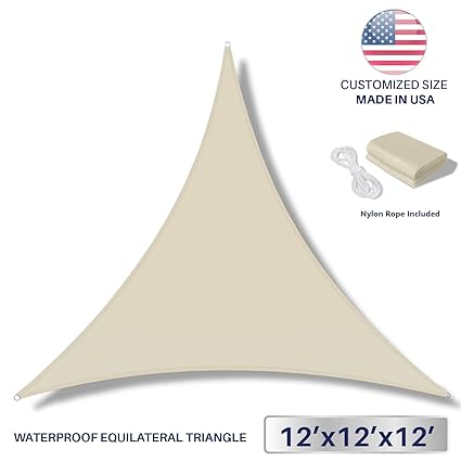 12 X 12 X 12, Beige: Windscreen4Less Terylene Ail Uv Blocker Triangle Patio 12 X 12 X 12 in Color Beige