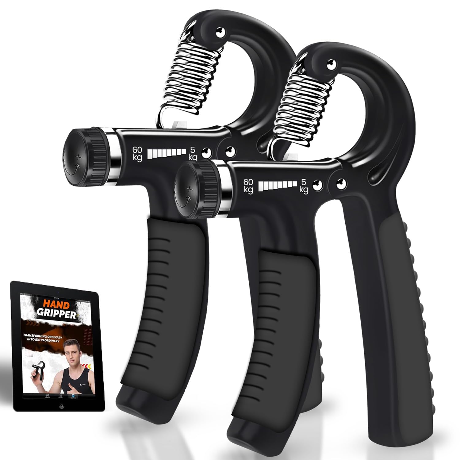 2 Grip Strengtheners – 5-60 kg Adjustable Hand Exercisers Forearm Strengtheners for Improved Strength & Grip Rehabilitation Exerciser for Strong Hands Wrists Arms