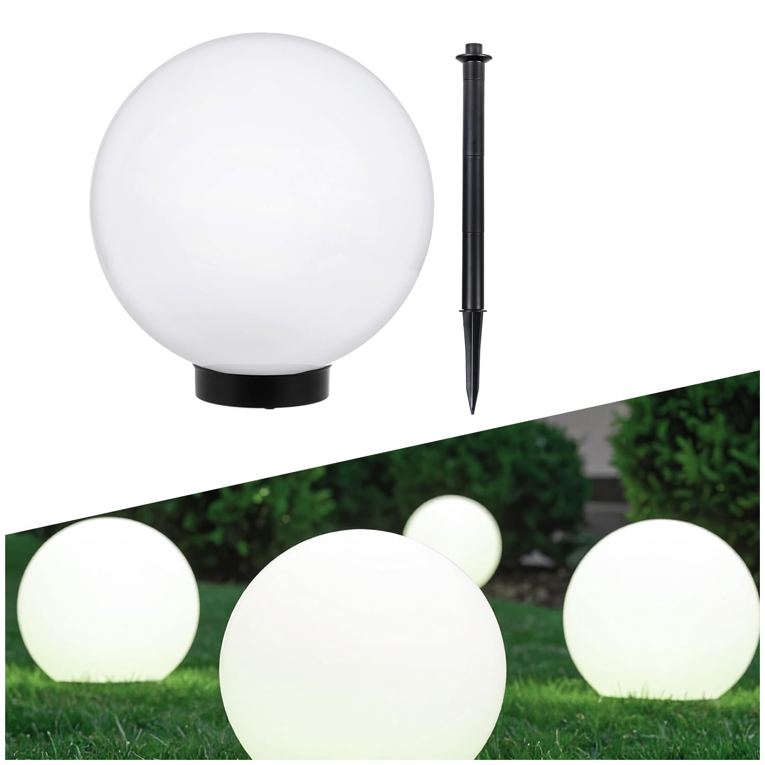Green Blue Solar LED Light Garden Freestanding Lamp Ball Round White Multicolor (White 1 pcs - 20cm)