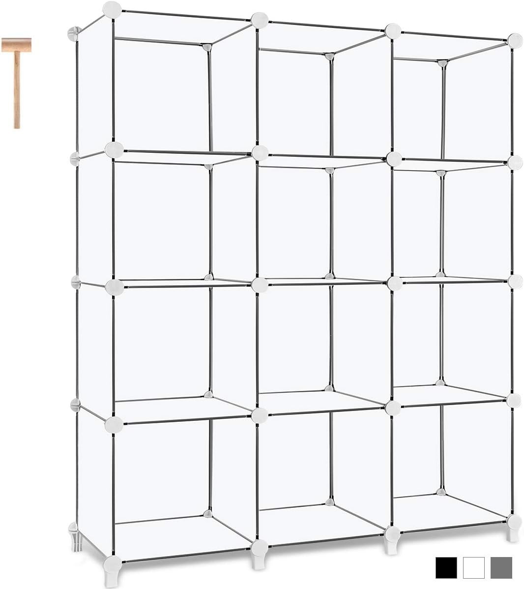 TomCare Cube Storage 12-Cube Book Shelf Storage Shelves Closet Organizer Shelf Cubes Organizer Plastic Bookshelf Bookcase DIY Square Closet Cabinet Shelves for Bedroom Office Living Room, White: Home & Kitchen