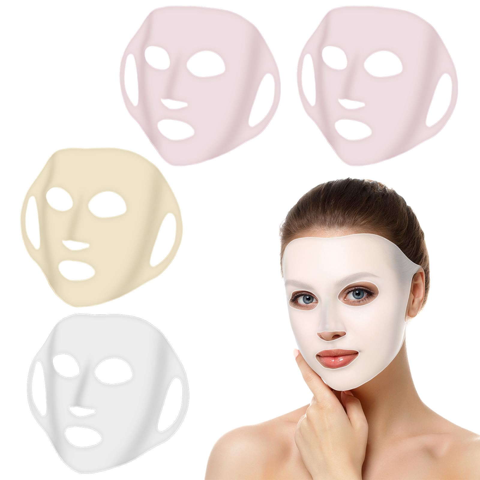 Photo 1 of oruola 4Pcs Reusable Face Mask Skin Care, Reusable Silicone Face Mask, with Hook Ear Design,Beauty Spa Tools, Suitable for Women's Skin Care (Transparent, Pink, Yellow)