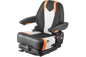 VEVOR Universal Forklift Seat, Tractor Suspension Seat with Adjustable Back, Armrest & Safety Belt, Secure Fold Down Tractor Seat with Micro Switch, Lawnmower Seat for Skid Loader Bulldozer