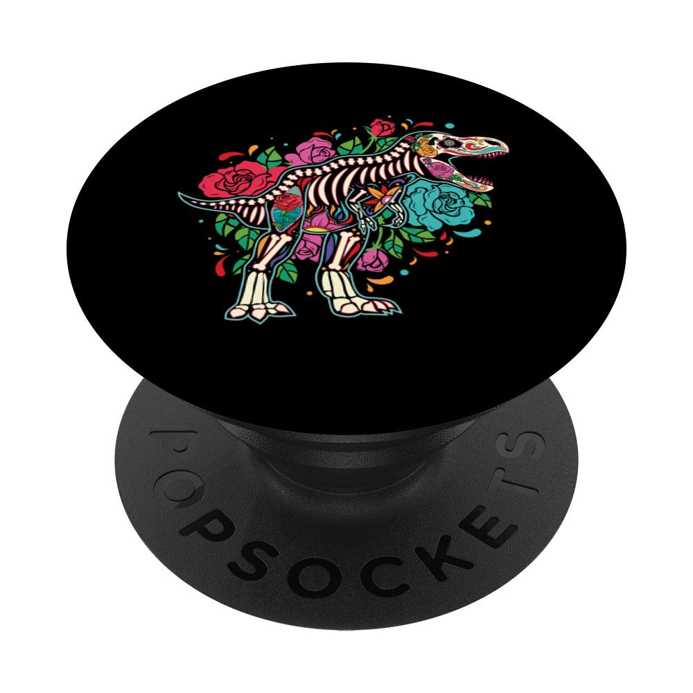 T rex dia de los muertos day of the dead dinosaur trex skull PopSockets PopGrip: Swappable Grip for Phones & Tablets