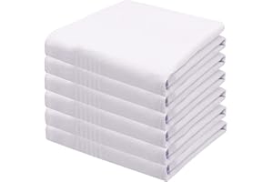 Men's Handkerchiefs, Handkerchief Soft Cotton Hankerchieves White, 40 x 40 cm Handkerchief White for Men and Women Pack of 6