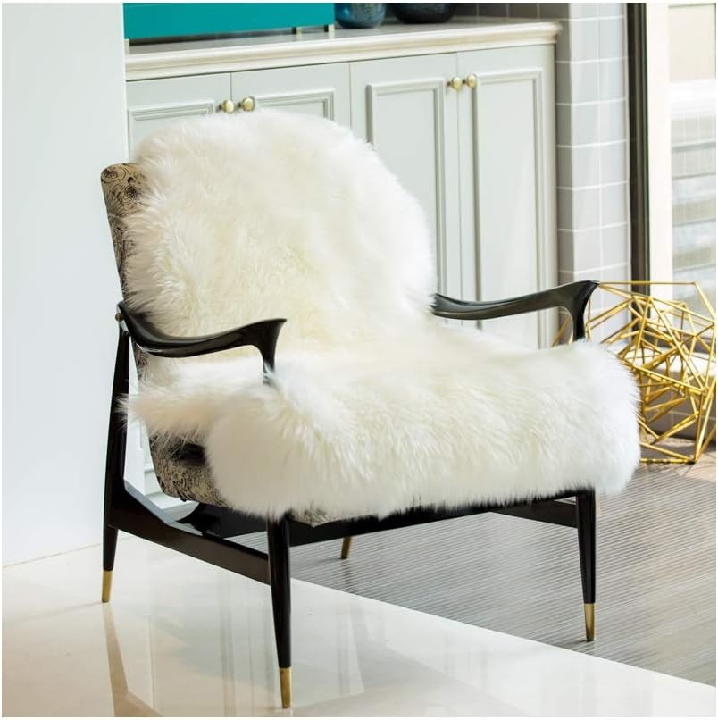 YYTLDT Soft Faux Fur Sheepskin Area Rug Shaggy Plush Carpet Ivory White Faux Fur Rug For Bedroom Bedside Armchair Sofa Rugs Floor, 50×70cm