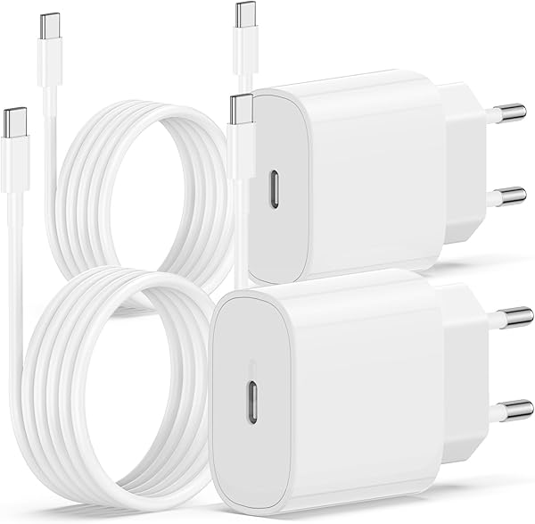 2Pack USB C Ladegerät, USB C to USBC Ladekabel für iPhone 17 16 16e 15/17 16 15 Pro/17 16 15 Pro Max/Plus, Schnellladegerät Stecker mit 2M Kabel für iPad Pro/Air/10.Generation/Samsung