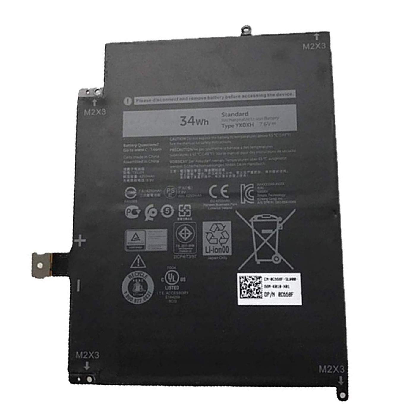 BOWEIRUI YX0XH (7.6V 34Wh 4250mAh) Tablet Battery Replacement for Dell Latitude 7285 2-in-1 Screen B