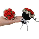 BIMIVAN Mini Crochet Flowers Bouquet Keychain, Knitted Flower - Mothers Day Valentines Gifts for Women Mom Wife
