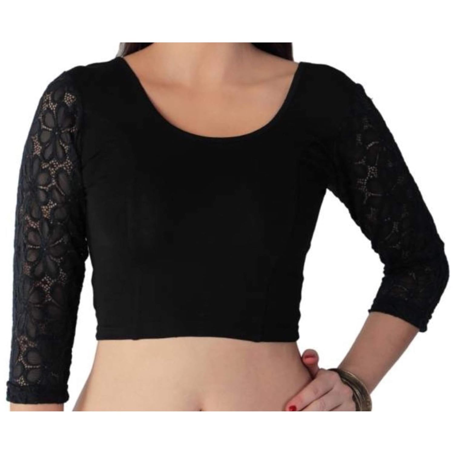 fressia fabrics women's stretchable readymade saree blouse crop top choli