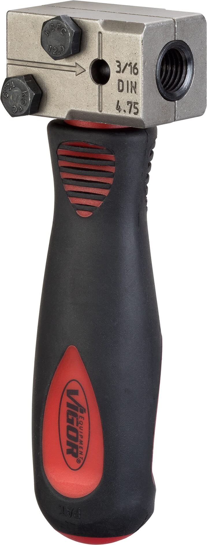 ViGOR V4416 è un utensile di svasatura esclusivamente per la svasatura DIN, leggero e maneggevole, 180 gradi, da utilizzare sulle tubazioni dei freni o idrauliche direttamente sul veicolo