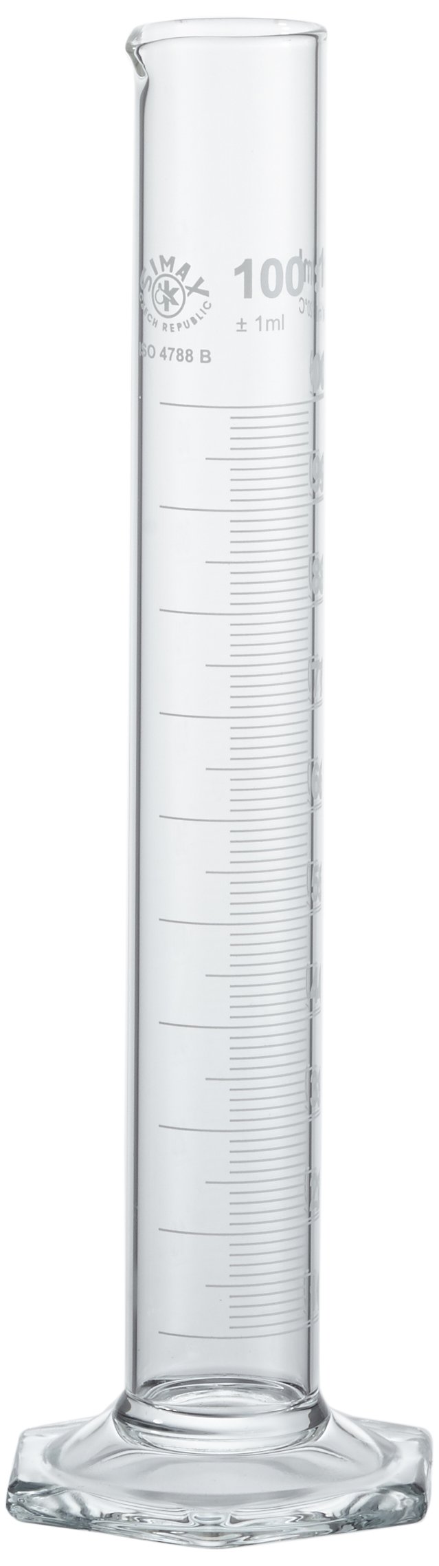 Neolab E-1266 Measuring Cylinder 100ml, Tall Shape, Hex Foot, Boro Class B (Pack of 1)