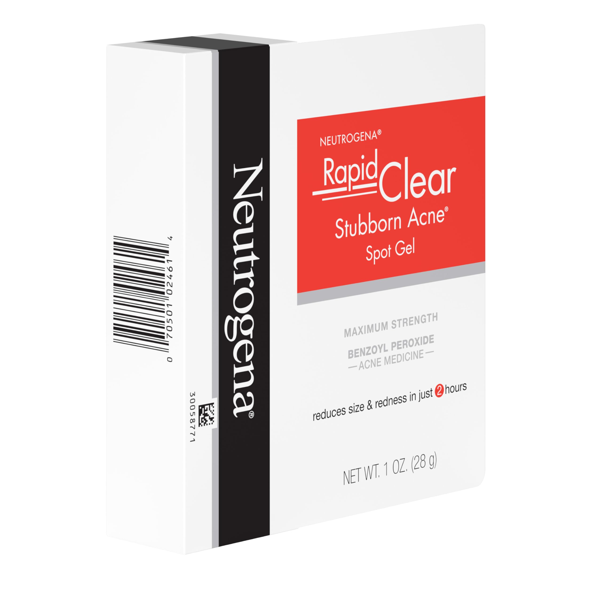 Neutrogena Rapid Clear Stubborn Acne Spot Treatment Gel, Maximum Strength 10% Benzoyl Per-oxide Treatment Medication for Acne Prone Skin, Pimple Cream Reduces Size & Redness, 1 oz