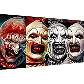 MBNTJHT Halloween Large Diamond Art Kits for Adults Beginner,Horror Clown 5D Full Round Drill Diamond Painting Kits for Adult, Large DIY Gem Art Painting Kit for Holiday Gifts 16x28 Inch.