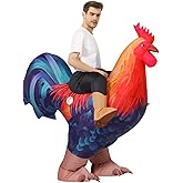 COMIN Inflatable Chicken Costume Rooster Adult Suit Funny Cosplay Halloween Costume for Men Women Birthday Christmas