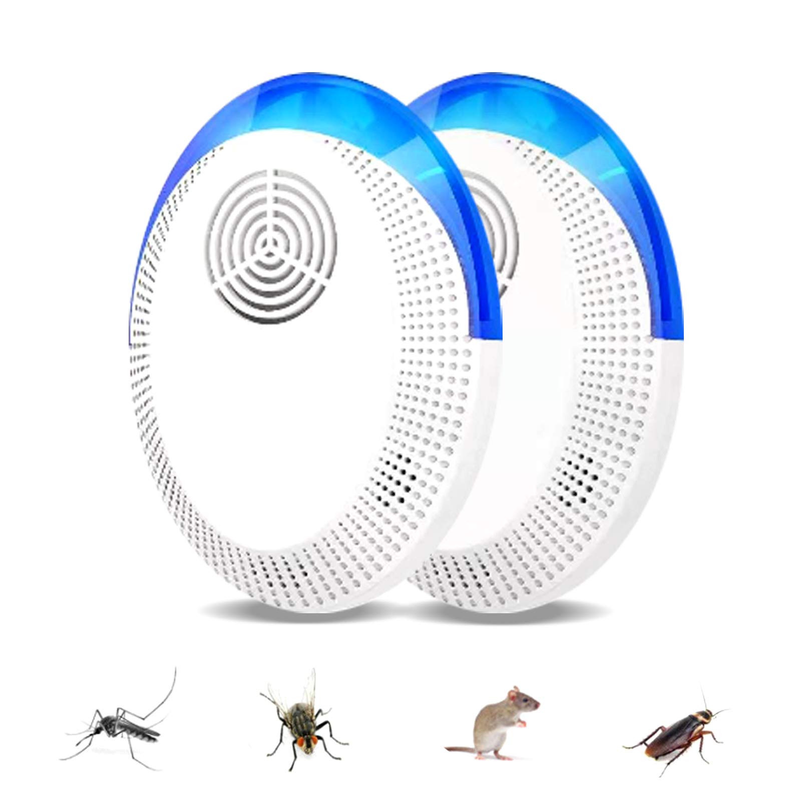 RBNANA Ultrasonic Pest Repeller (2 Pack), Mouse Repellent Silent Safe Pest Control with Night Light for Mosquito, Cockroach, Mice, Rodents, Spiders, Flies, Ants