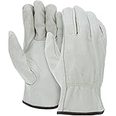 Heavy Duty Durable Cowhide Leather Driver Work Gloves for Truck Driving