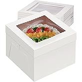 Packpal 24Pcs Cake Boxes 10 Inch (24pcs boxes), 10X10X8 Inch Square White Bakery Boxes With Windown For Baking, Cajas Pastele