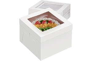 Packpal 24Pcs Cake Boxes 10 Inch (24pcs boxes), 10X10X8 Inch Square White Bakery Boxes With Windown For Baking, Cajas Pastele