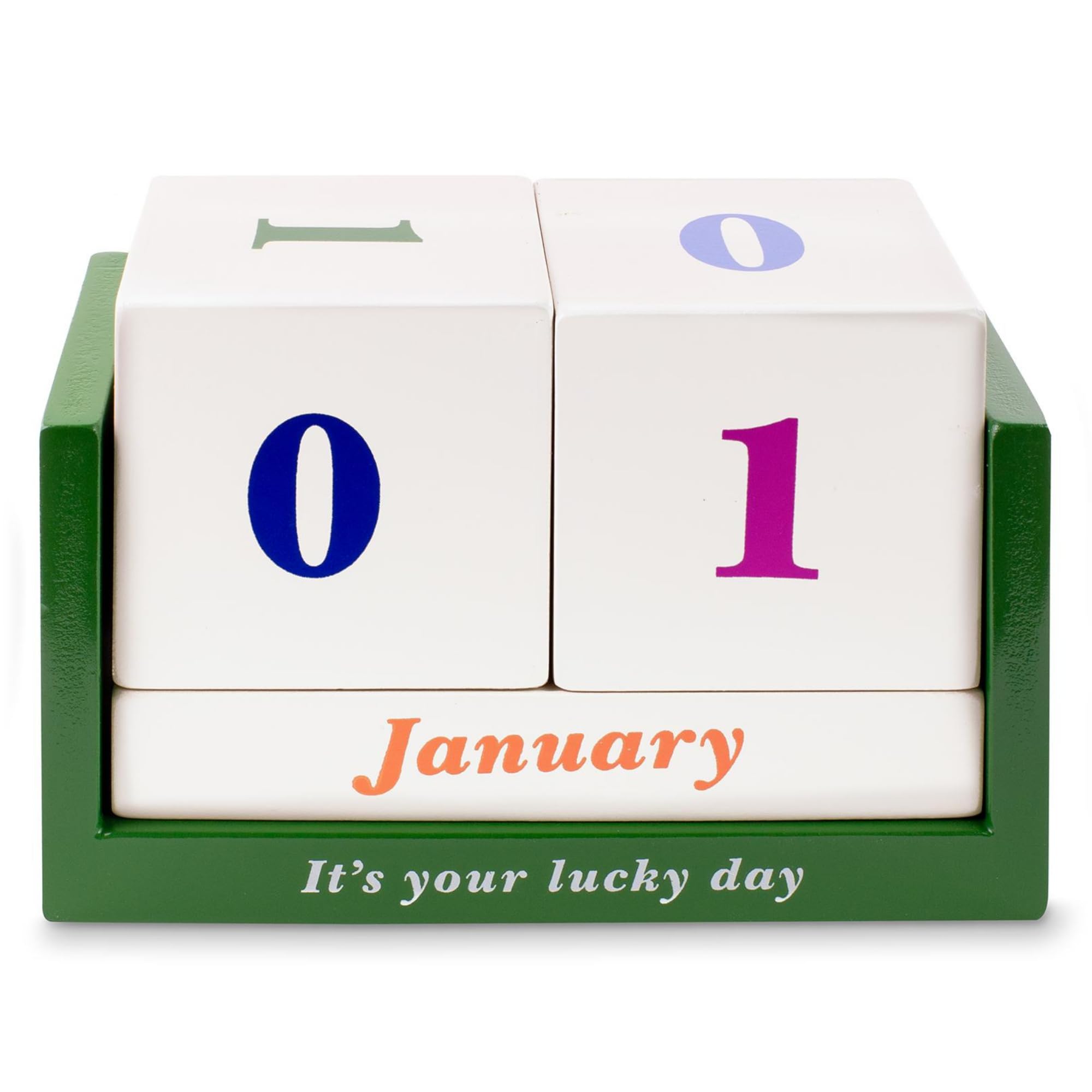 Kate Spade New York Desktop Perpetual Wooden Block Calendar 6" x 4", Lucky Day