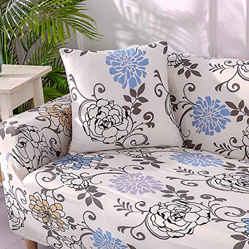 Umineux Printed Sofa Cover High Stretch Sofa Slipcovers Couch All Cover Furniture Protector for Couches and Loveseats with Two Pillow Covers (Rotating Flower, Loveseat)