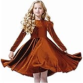 Seiciviy Girls Velvet Dress Ruffled Long Sleeve Casual Spring Fall Dress Princess Christmas Party Dress Winter Outfits