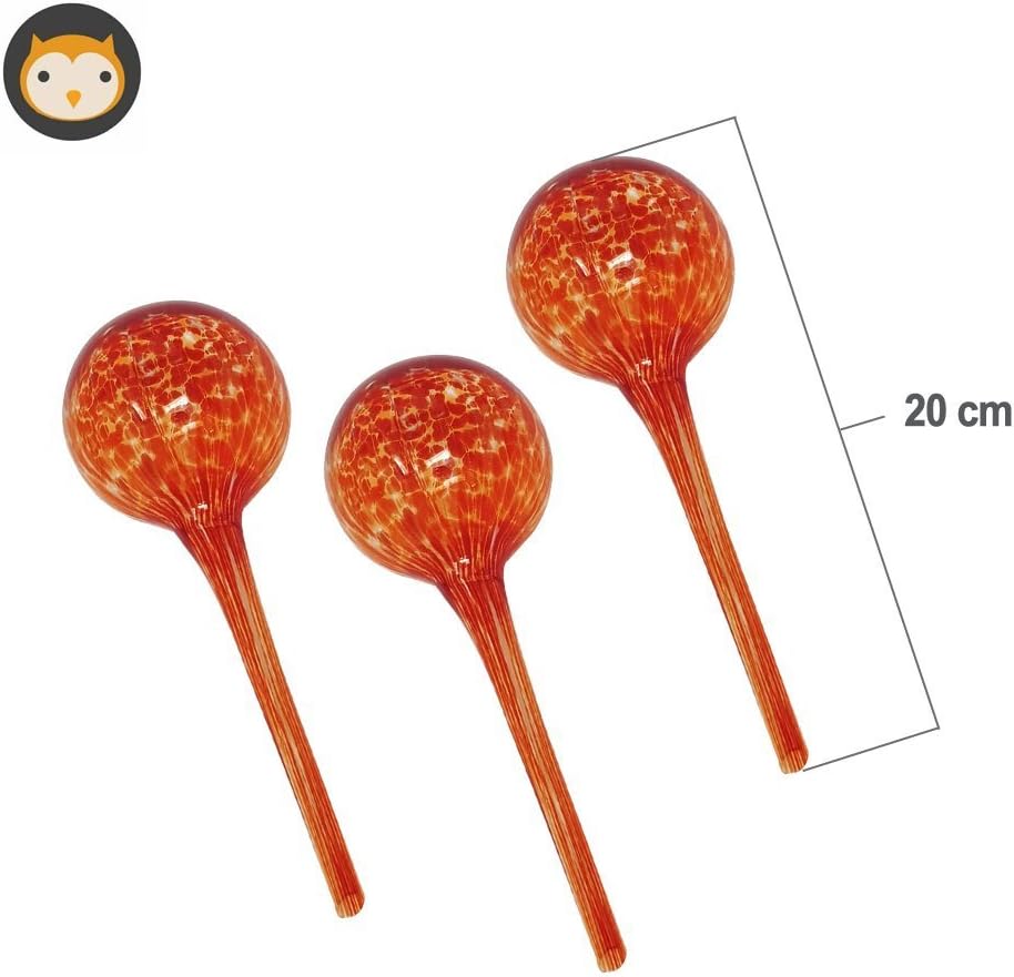 Plant Watering Globes, Auto Self-Watering for Plants, Easy to Use Automatic Plant Watering System, 3-Pack Red (20cm)