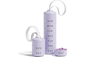 Betife Cute Pill Organizer, Cute Weekly Pill Box for Travel, Cute Daily Pill Case 7 Day, with 7 Large Stackable Compartments, Sturdy ABS Pill Holder for Vitamin Supplement Medicine（Purple）