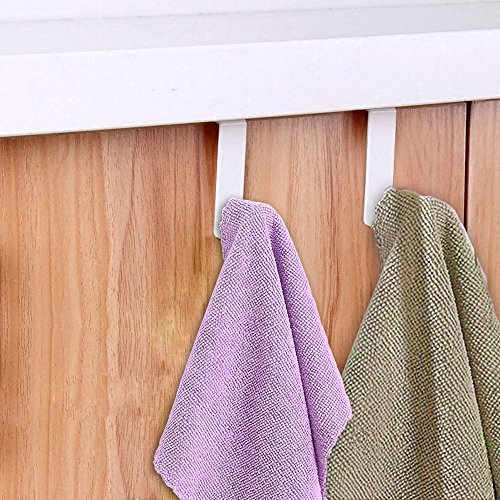 Over The Door Hook White - Lacquer Stainless Steel Narrow Door Hook Hang in Cabinet,Shoe Cabinet,Drawer,Cupboard Hook Used for Towel,Bag,Basket,Oven Mitts,Apron Kitchen Cabinet Organizer (3pack)