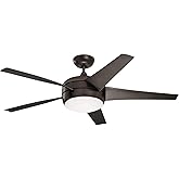 Luminance Midway Eco LED Ceiling Fan with Light and Remote | Dimmable 54 Inch Fixture with DC Motor | Contemporary 5 Blade De