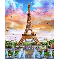 5D Diamond Painting Kits, Full Drill Paint with Diamonds Embroidery Wall Sticker for Wall Decor - Eiffel Tower 12 x 16inch