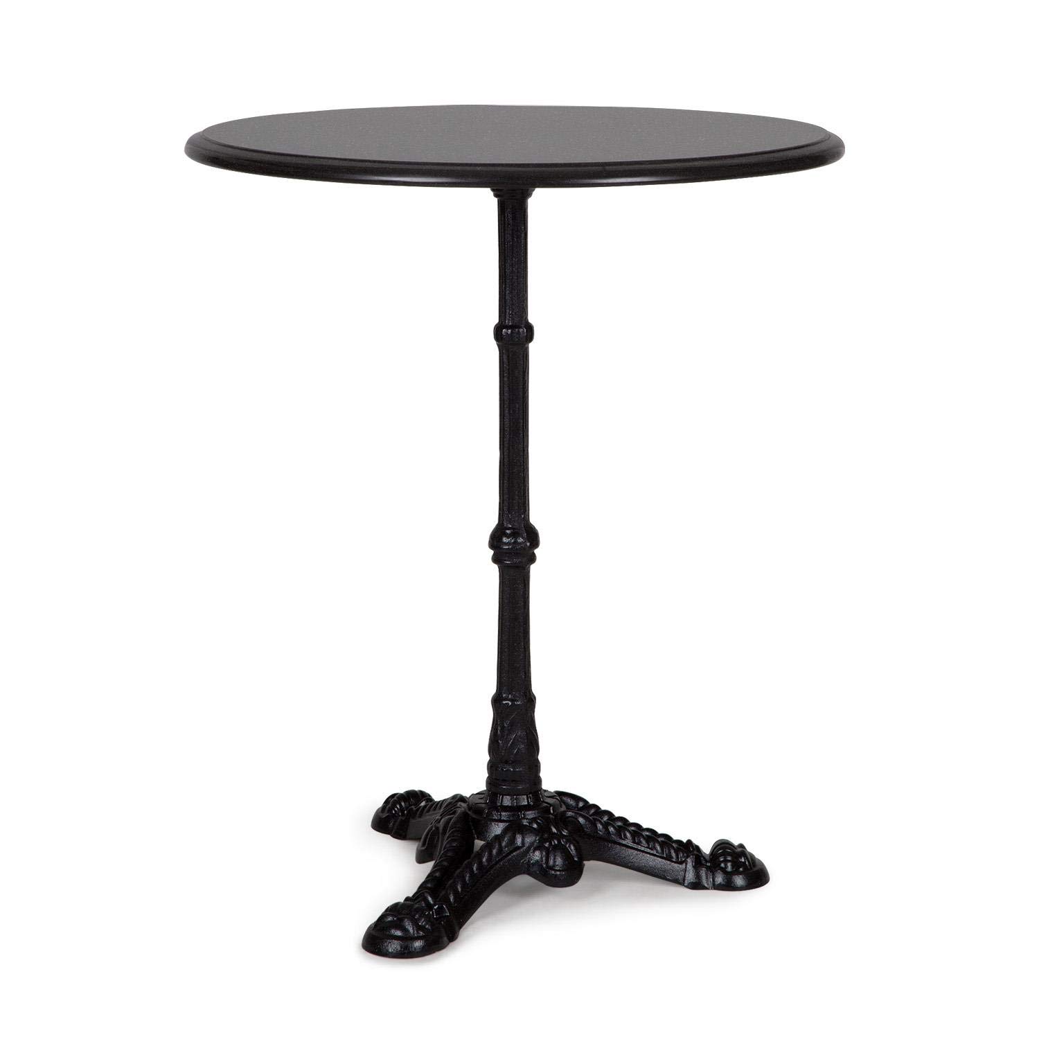 Blumfeldt Patras-BK Bistro Table - Bar Table, Unique Natural Product, for Use Both Inside and Outside, 4-Seasons Granite, Waterproof, Frost-Resistant, Cast Iron Tripod Stand, Black