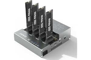 AOKO M.2 NVMe SSD Cloner Duplicator with Cooling Fan, 4-Bay Aluminum Alloy Enclosure, USB-C Interface, Supports 1-to-3 Offlin