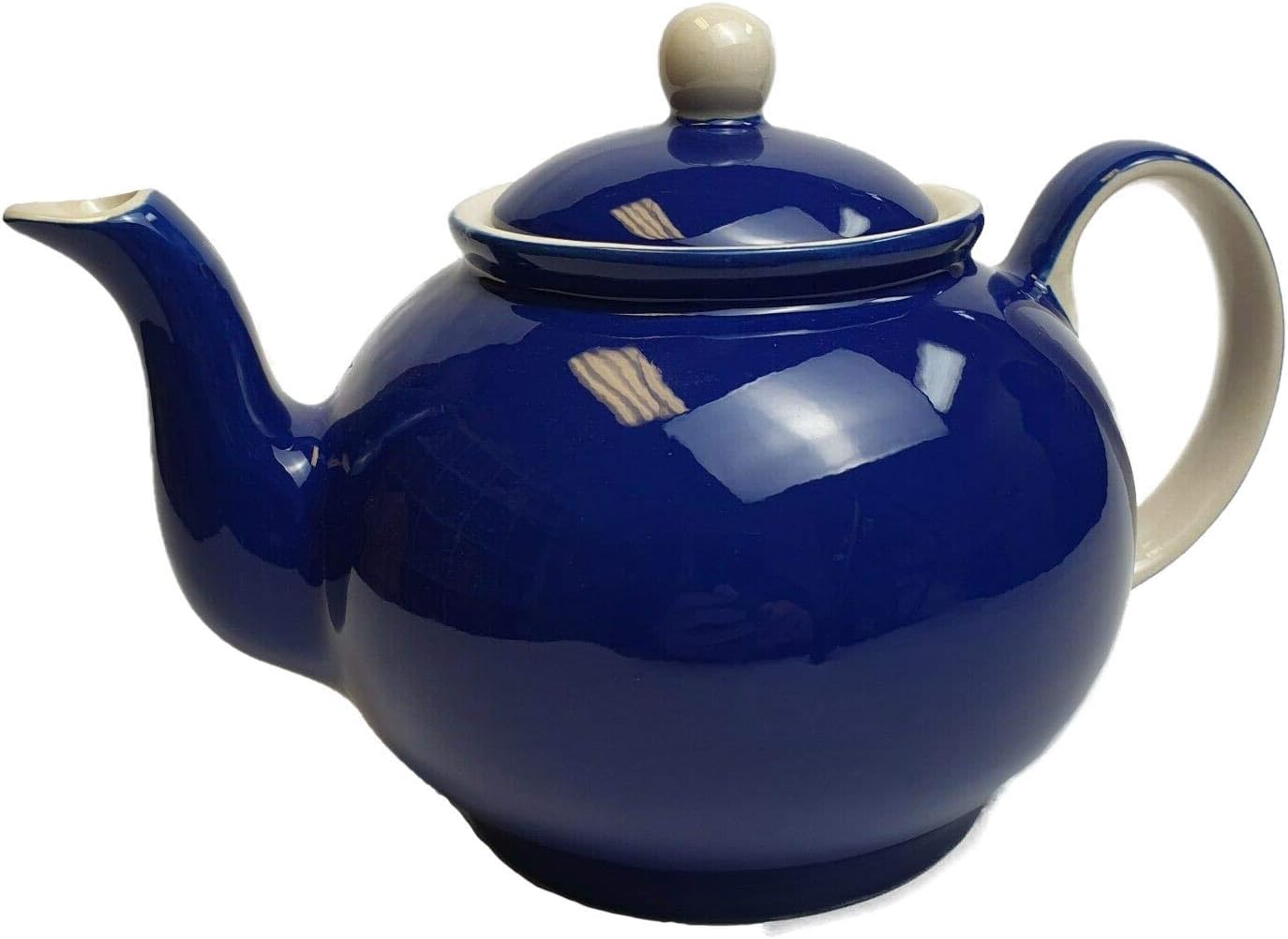 Windhorse Blue Cameo Teapot Large Navy Blue teapot with Cream Highlights 4 Cup Rustic