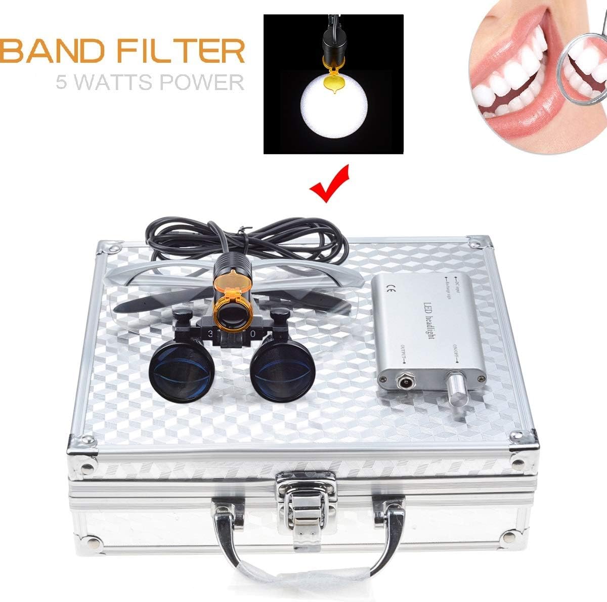 Aries Outlets 5W Portable LED Dental Headlight With Clip Filter