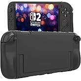GUTIAL Dockable Case Compatible With Nintendo Switch 2 2025 - [Anti-Slippery] Grip [Kickstand Friendly] Protective Cover Shell for NS 2 And Joy-Con Controller - Black