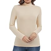 Mock Turtleneck Tops for Women Undershirt Long Sleeve Lightweight Slim Fitted Basic Casual Shirts