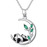 Plesitep Panda Necklace Sterling Silver Panda Pendant Necklace Jewelry Gift for Women Sisters Mom