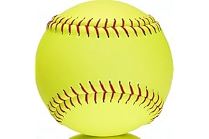 OMYOPY Yellow Sports Fastpitch Softballs, 11" Practice Softball Balls, Unmarked & Leather Covered Training Ball for Games, Practice and Training